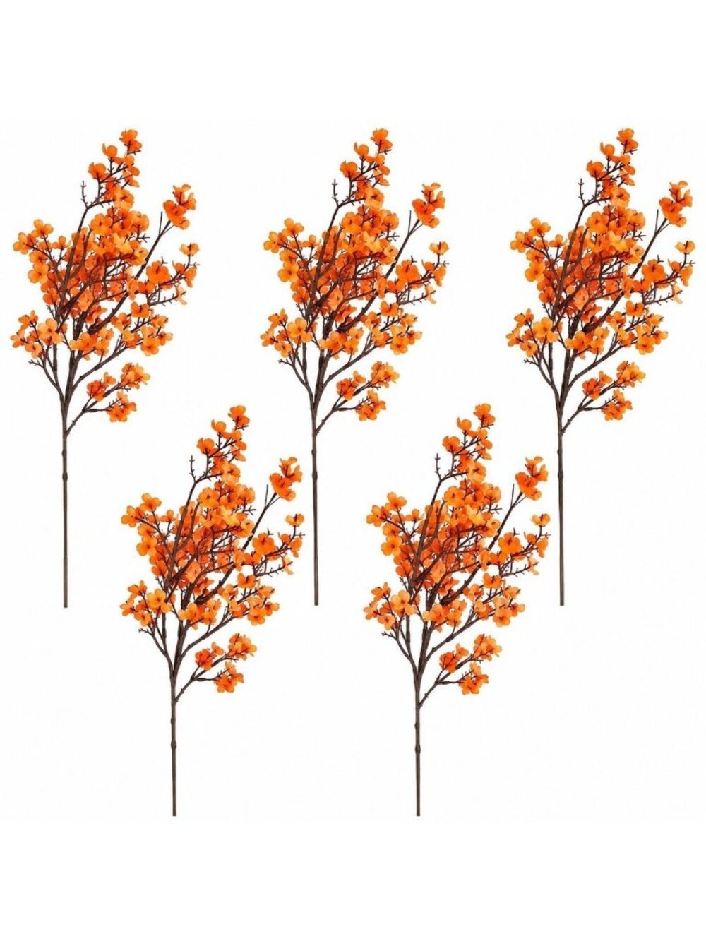 Orange Wax Flower Stems, 5 Piece Artificial Fall Floral Filler, Faux Autumn Flow